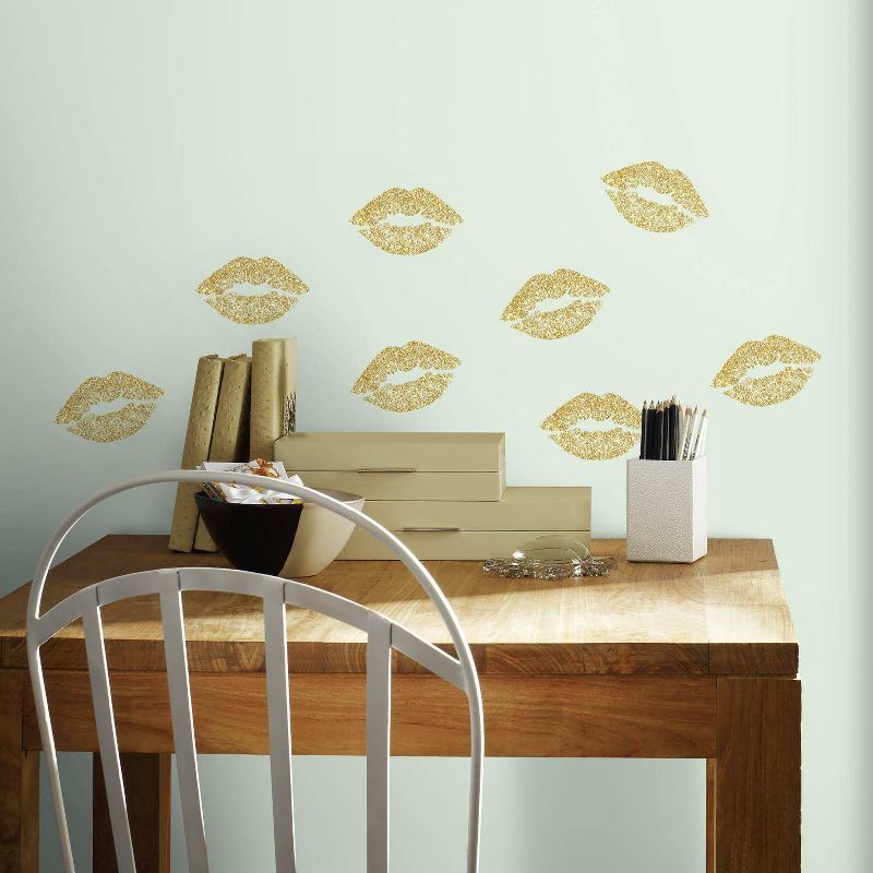 Lip Peel and Stick Wall Decal with Glitter Gold - RoomMates, 3 of 6