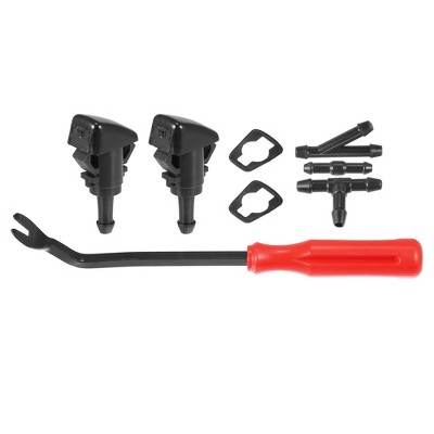 Unique Bargains Front Windshield Wiper Washer Nozzle Spray Jet Kit 68024312AB for Chrysler 200 2011 2012 2013 2014 Black 8 Pcs