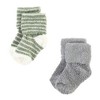 Hudson Baby Infant Boy Cozy Chenille Newborn and Terry Socks, Green Blue Stripe - 3 of 4