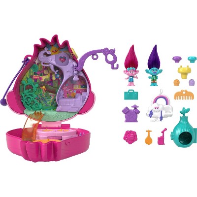 Polly Pocket &#38; DreamWorks Trolls Compact Playset with Poppy &#38; Branch Dolls &#38; 13 Accessories