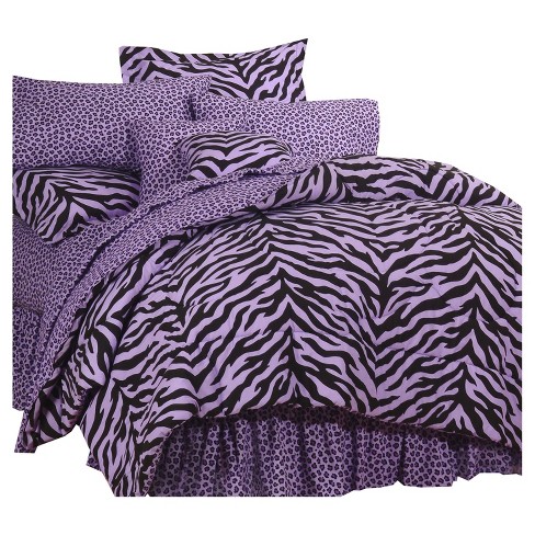 Lavender Zebra Print Multiple Piece Comforter Set Full 8 Piece
