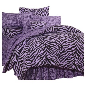 Lavender Zebra Print Multiple Piece Comforter Set (Twin) 6 Piece - Karin Maki , Purple