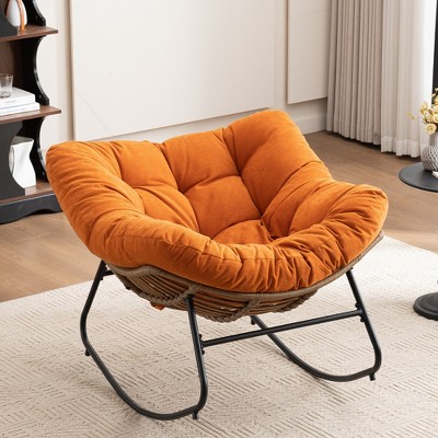 Chenille Rocking Accent Chair with Metal Frame and Ergonomic Design for Living Room