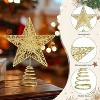 Aoibox Christmas Tree Topper Gold Glitter Star Hollow Metal Design 8 Inch High 6 Inch Wide 1 Piece for Holiday Xmas Tree Decoration - 3 of 4