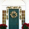 24 Inch Lighted Christmas Wreath,Pre-Lit Christmas Wreath with Pinecones and Gold Accents,Warm White Light Outdoor Pine Wreath for Front Door, Window - 3 of 4