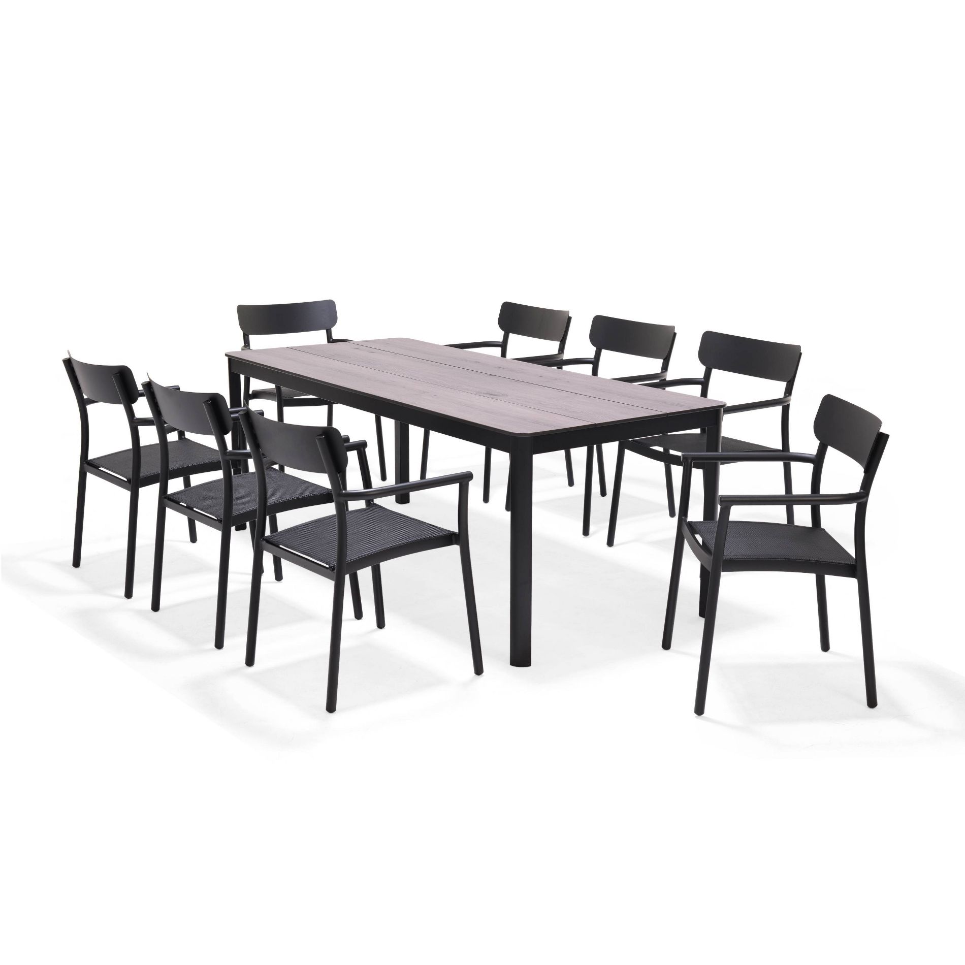 Amazonia Axe 9pc Aluminum Rectangular Patio Dining Set Black