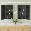 Elise Medicine Cabinet with Mirror, Surface or Recessed Bathroom Medicine Cabinet, Adjustable Tempered Glass Shelves, Reversible, Black - 3 of 4