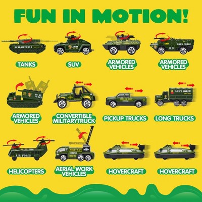 25-Piece Green Military Die-Cast Truck Set with Soldiers
