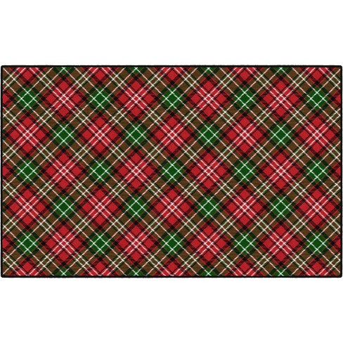 Red and Green Plaid Christmas Scatter Rug