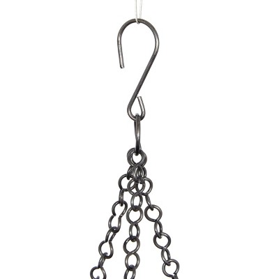 Set of 2 Black Iron Hanging Planters with Chains