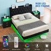 Homhougo Floating Bed Frame Full Size with LED Lights, Upholstered Platform Bed Frame Black - 4 of 4