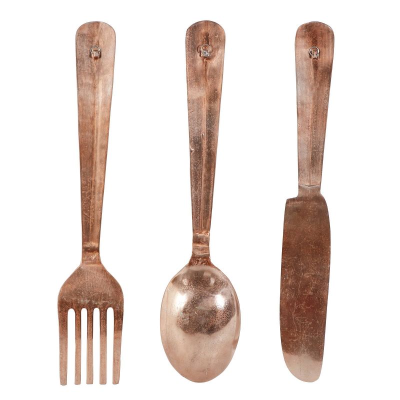 Set of 3 Aluminum Utensils Knife, Spoon and Fork Wall Decors - Olivia & May, 4 of 5
