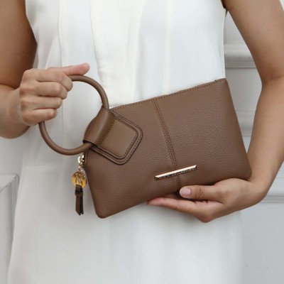 MKF Collection Wristlet Clutch Pouch Wallet Circular Handle Zip Closure | MKF Collection by Mia K - Khaki — фото 3