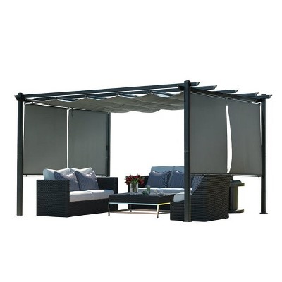 Aoodor Outdoor Pergola Aluminum Patio Pergola With Adjustable Sun Shade  Cover And Retractable Canopy-khaki : Target