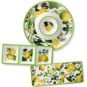 Certified International 3pc Limone Melamine Hostess Set - 1 of 4