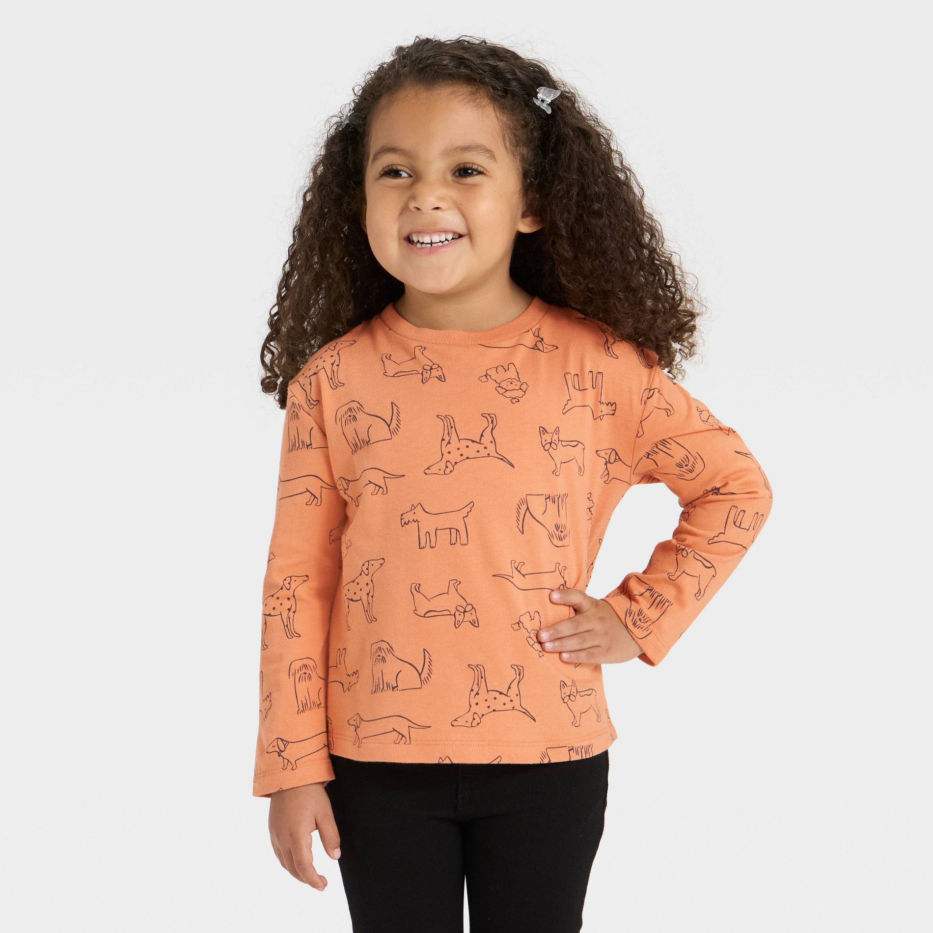 Toddler Girls' Long Sleeve T-Shirt - Cat & Jack™ Brown 3T