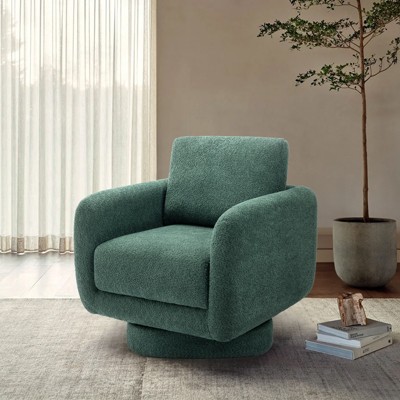 Lirago Green Swivel Accent Chair for Living Room - 32 Inches Wide with Plush Back Pillow, Modern Sofa Corner Barrel Chair, Dimensions 31.8"x33"x26"