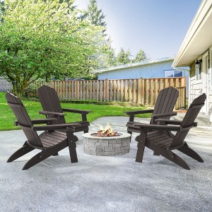 Sonkuki 4-Pack Folding Adirondack Chair Patio Outdoor Plastic Fire Pit Chair Weather Resistant for Lawn, deck and Backyard - 1 of 4