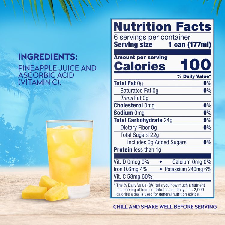 Dole 100% Pineapple Juice - 6pk/6 fl oz Cans, 3 of 7