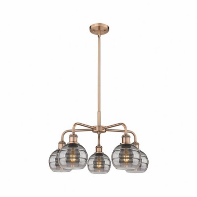 Rochester - 5 Light Stem Hung Chandelier In Industrial Style-13.38 Inches Tall and 23.88 Inches Wide