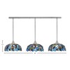 Toltec Lighting Any 3 - Light Chandelier in  Brushed Nickel with 16" Blue Mosaic Art Glass Shade - 2 of 2
