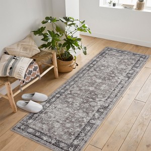 COZONY Vintage Washable Area Rug Distressed Floral Non-Slip Carpet, Soft Non-Shedding Throw Rug for Bedroom, Living Room, Dining, Entryway Nursery - 1 of 4