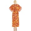 LA LEELA Women's House Daily Routine Evening Wear Holiday Casual Loungewear Loose Slit Dress Caftan Long Boho Night Shirts for Women 2X-3X Red, Floral - 4 of 4