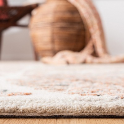 Elegante Ivory & Brown Hand-Tufted Wool Square Rug