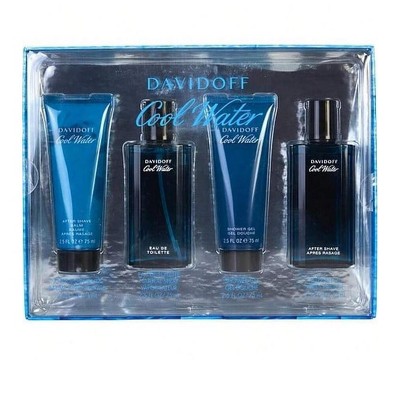 Cool Water by Davidoff for Men - 4 Pc Gift Set 2.5oz EDT Spray, 2.5oz After Shave Balm, 2.5oz Shower Gel, 2.5oz After Shave
