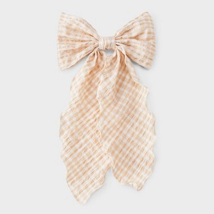 Gingham Bow Hair Barrette - Wild Fable™ Orange: Classic Check Pattern, Recycled Polyester - 1 of 3