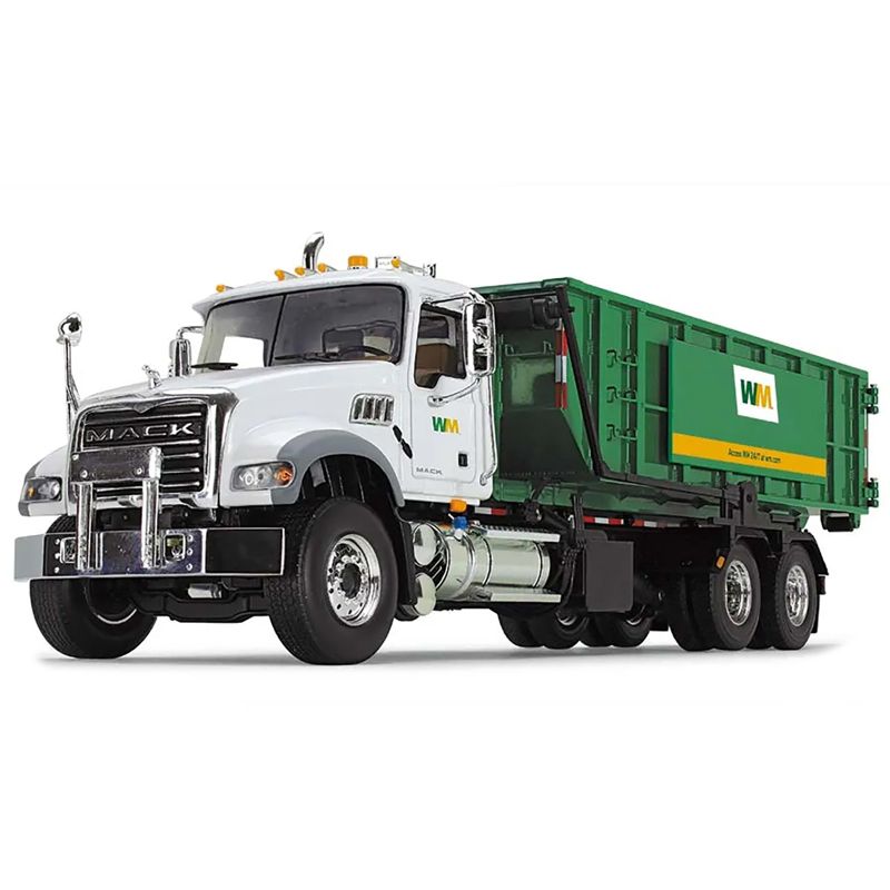 Mack Granite MP "Waste Management" Garbage Truck with Ribbed Roll-Off Container White 1/34 Diecast Model by First Gear, 2 of 4