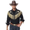 WhizMax Men's Western Cowboy Fringe Shirt Long Sleeve Rose Embroidered Slim Fit Button Down Shirt - 4 of 4
