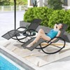 Costway 1/2 PCS Outdoor Rocking Lounge Chair with Removable Headrest Breathable Backrest & Seat Grey - 2 of 4