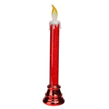 Northlight Red LED Glittered Flameless Christmas Candle Lamp - 9.25 Inch