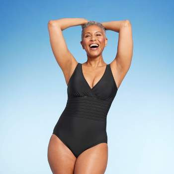 Women's UPF 50 Waist Detail Over the Shoulder One Piece Swimsuit - Aqua Green®