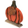 Northlight Wooden Fall Harvest Pumpkin Decoration with Leaf - 6.25" - 4 of 4