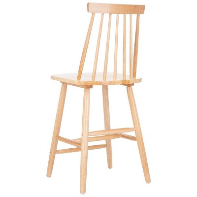 Natural Rubberwood Spindle Back Counter Stools, Set of 2
