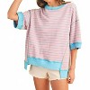 Women's Cotton Candy Striped Oversized Tee - Shewin - 3 of 4