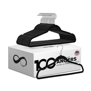 SereneLife 100pc Velvet Non-Slip Clothes Hangers - Black (SLHVEL100) - 1 of 4