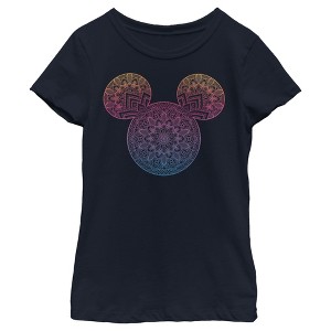 Girl's Disney Mickey Mouse Mandala Silhouette T-Shirt - 1 of 4