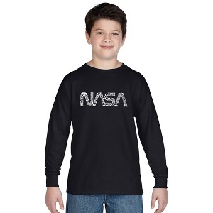 LA Pop Art Boy's Word Art Long Sleeve - Worm Nasa - 1 of 4
