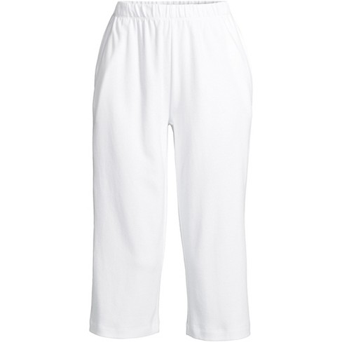 Lands' End Women's Plus Size Sport Knit High Rise Elastic Waist Pull On  Capri Pants - 2x - White