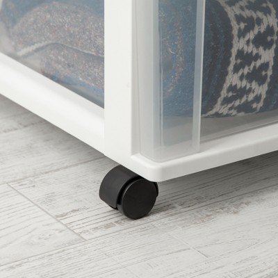 White and Clear Plastic 4-Drawer Rolling Storage Cart