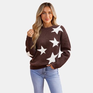Women's Star Power Brown Sweater - Cupshe - 1 of 3