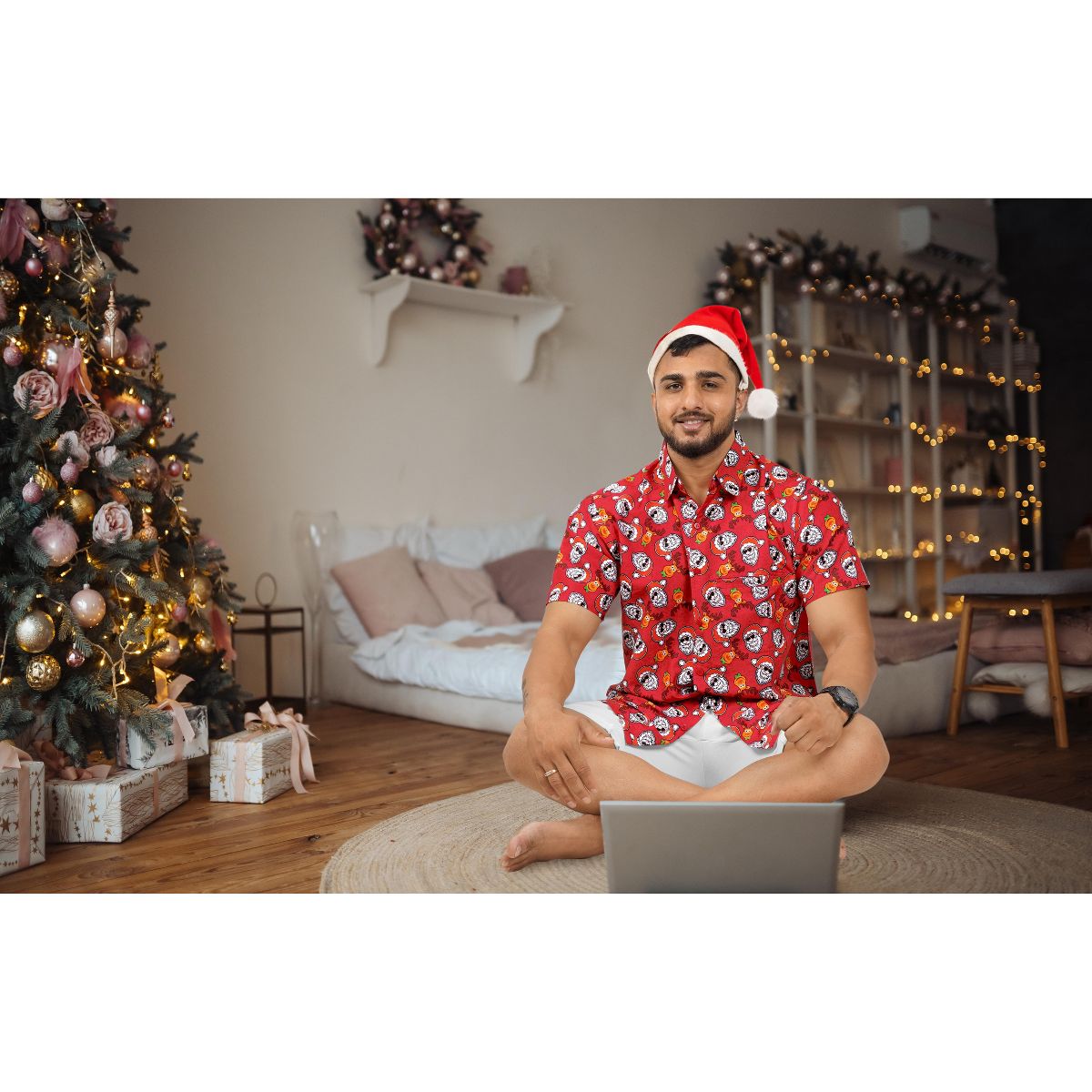 HAPPY BAY Mens Hawaiian Shirts Short Sleeve Button Down Shirt Men's Christmas Tree Shirts Casual Vacation Shirt for Men Funny 3XL Red - thumbnail 5