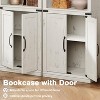 24.4" W Farmhouse Book Shelf with Door, 5 Tier Wooden Book Case with Storage - 2 of 4