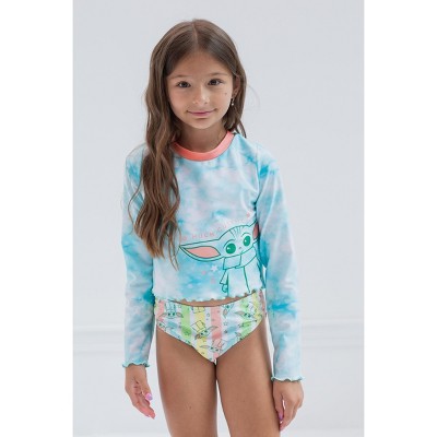 Star Wars The Child Big Girls Rash Guard and Swim Bikini Bottom Tie Dye Blue 14-16 — фото 2