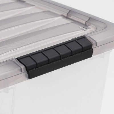 53 Qt Clear Stackable Plastic Storage Bin with Lid