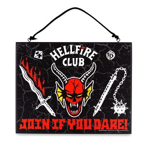 Silver Buffalo Stranger Things Hellfire Club Reversible Hanging Sign Wall Art | 10 x 8 Inches - 1 of 4