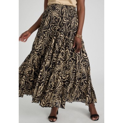 Jessica London Women's Plus Size Flowing Crinkled Maxi Skirt